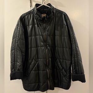 Vegan Leather Dolman Quilted Jacket